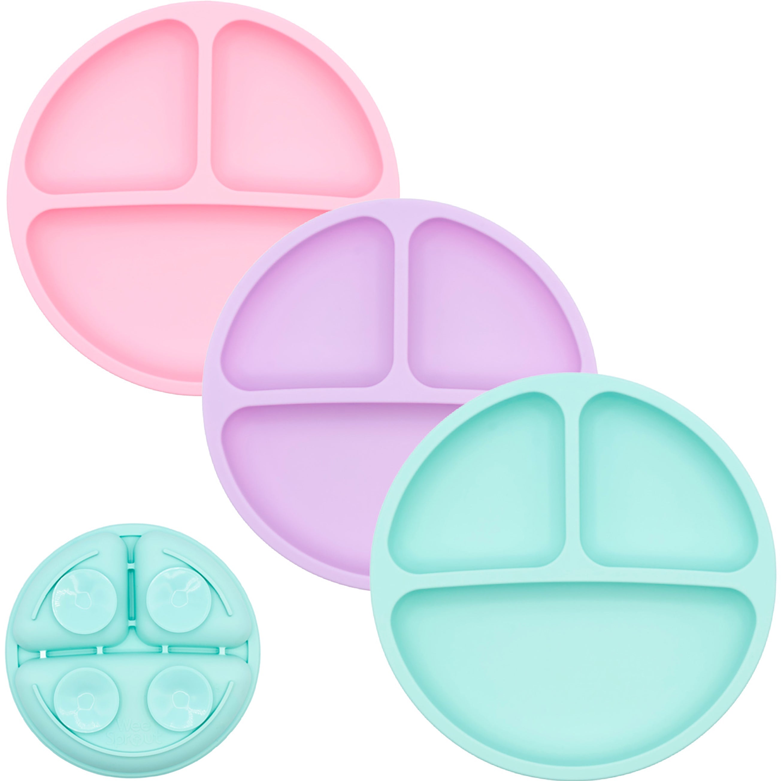 Silicone Suction Plates – Set of 3 (Lid Option Available)
